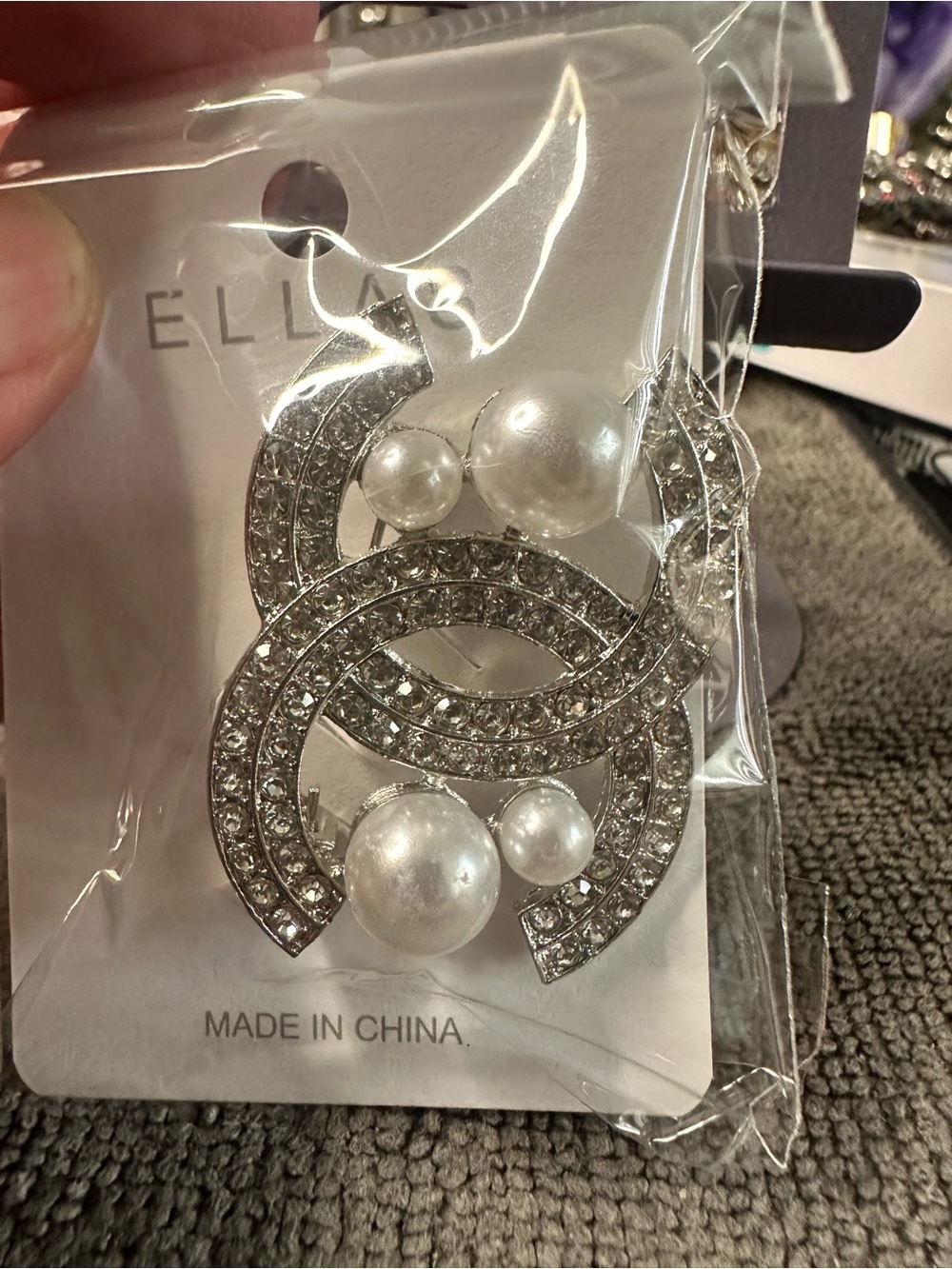 Ellie Silver Crystal & White Pearl Statement brooch